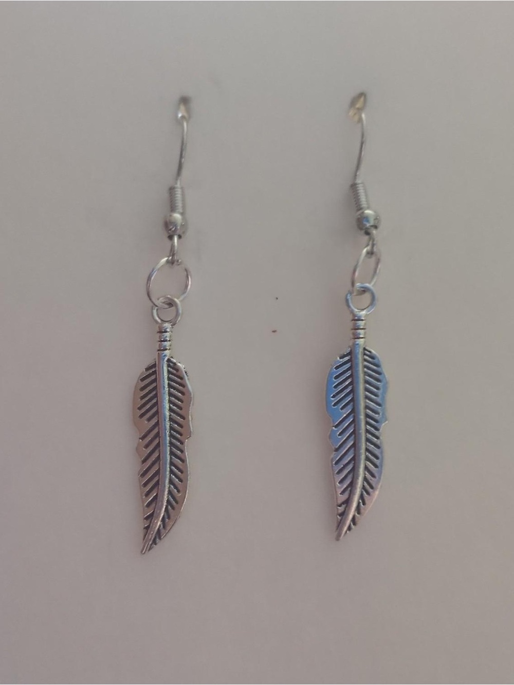 Silver Feather Drop Earrings - Women Jewelry